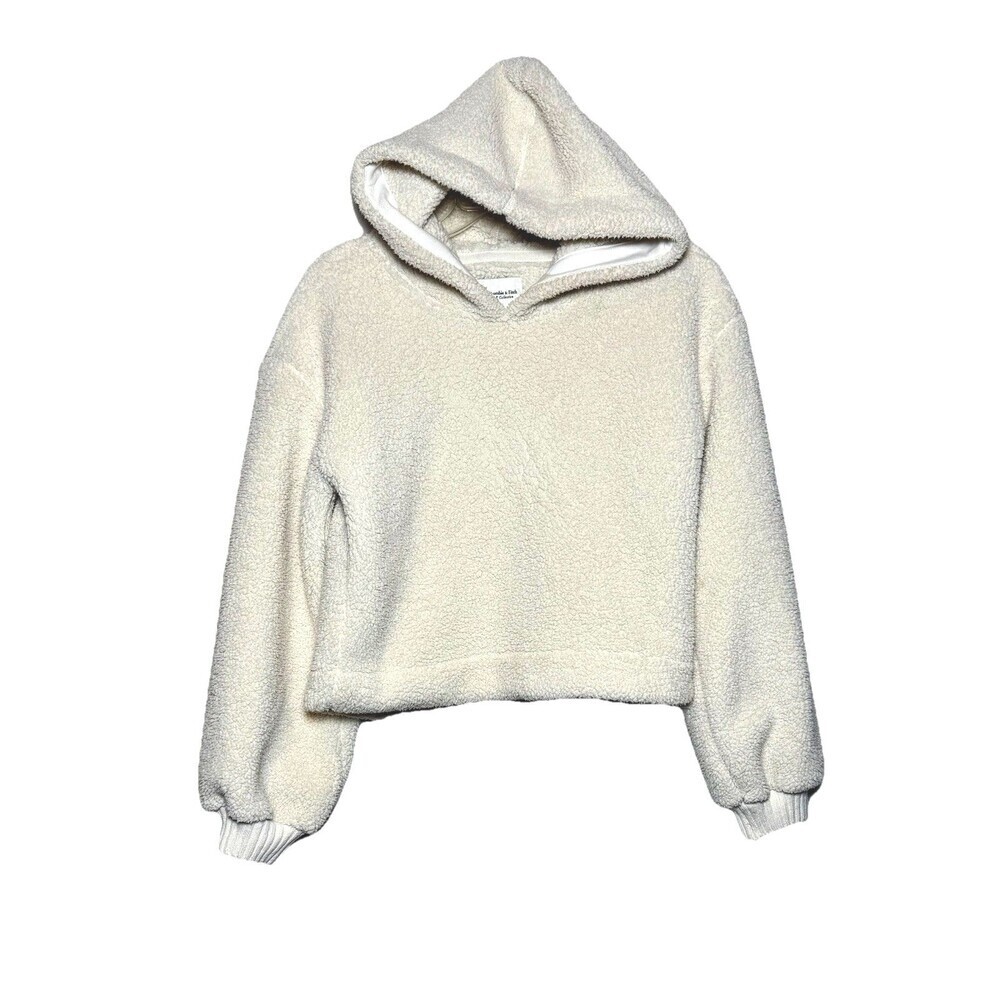 Abercrombie & Fitch Hoodie Womens XS Ivory Soft A&F Collection Pullover Sherpa